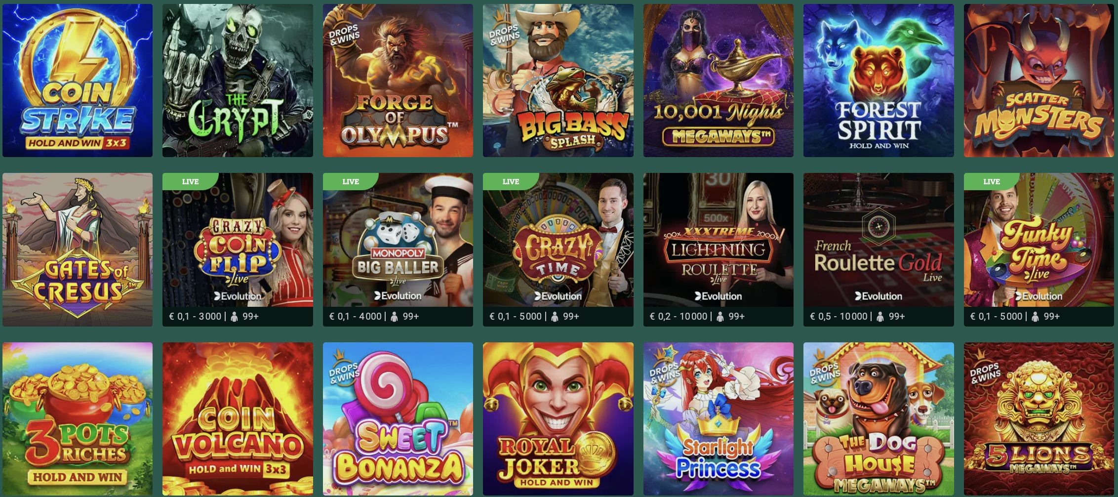 cresus casino jeux